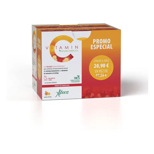 Aboca Vitamin C Naturcomplex -ravintolisä, 20 + 20 annospussia