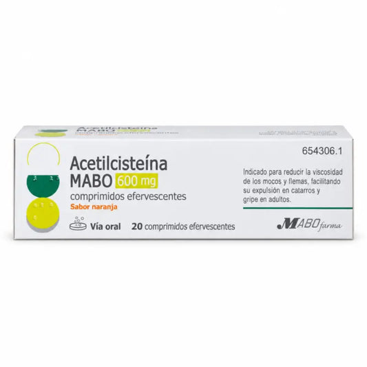 Mabo-asetyylikysteiini 600 mg, appelsiininmakuinen, 20 poreilevaa tablettia