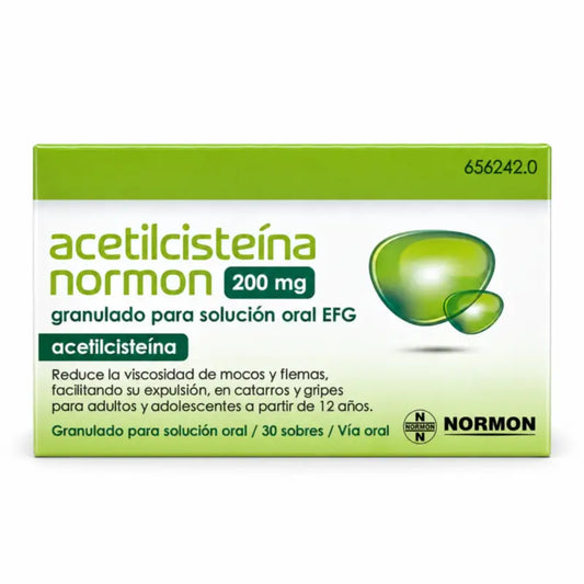 Asetyylikysteiini Normon EFG 200 mg, 30 annospussia (rakeita)