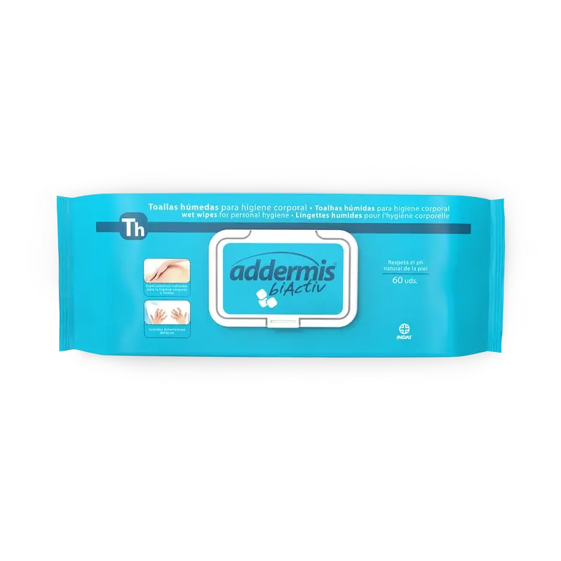 Addermis Biactiv -kosteuspyyhkeet aikuisille, intiimihygienia, 60 kpl