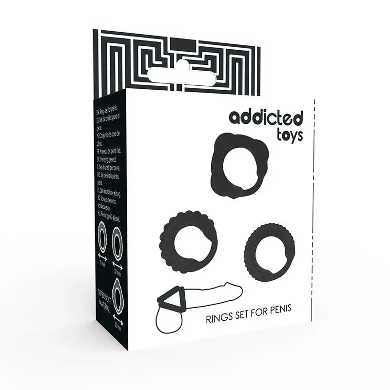 Addicted Toys Set of 3 Black Penis Rings