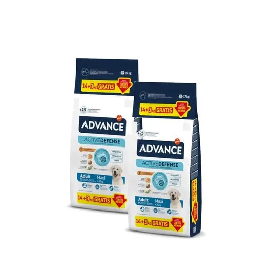 Advance Adult Maxi -koiranruoka suurille koirille, kanaa, 2 x 14+3 kg:n pakkaus
