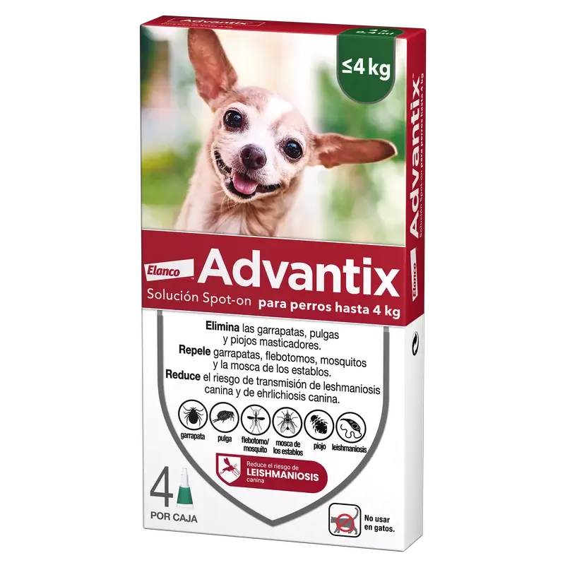 Advantix-loislääkepipetit koirille, paino enintään 4 kg, 4 kpl x 0,4 ml