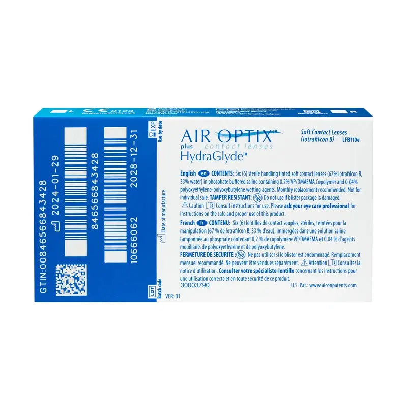 Air Optix Plus Hydraglade Monthly Spherical Contact Lenses, 6 units - +0.50, 8.6, 14.2