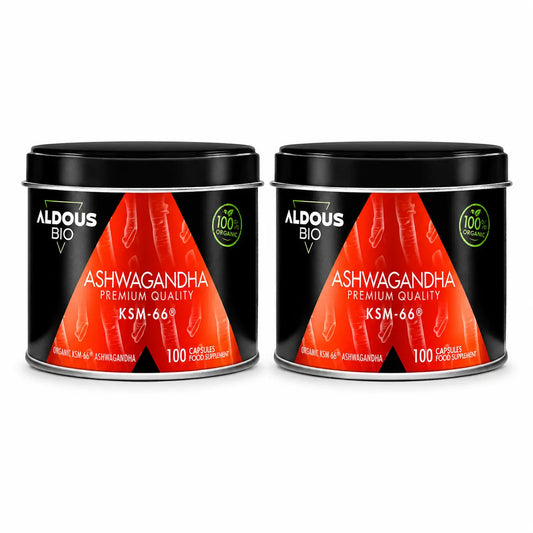 Aldous Bio Ashwagandha Ksm-66, luomutuote, 600 mg, 2 kpl:n pakkaus