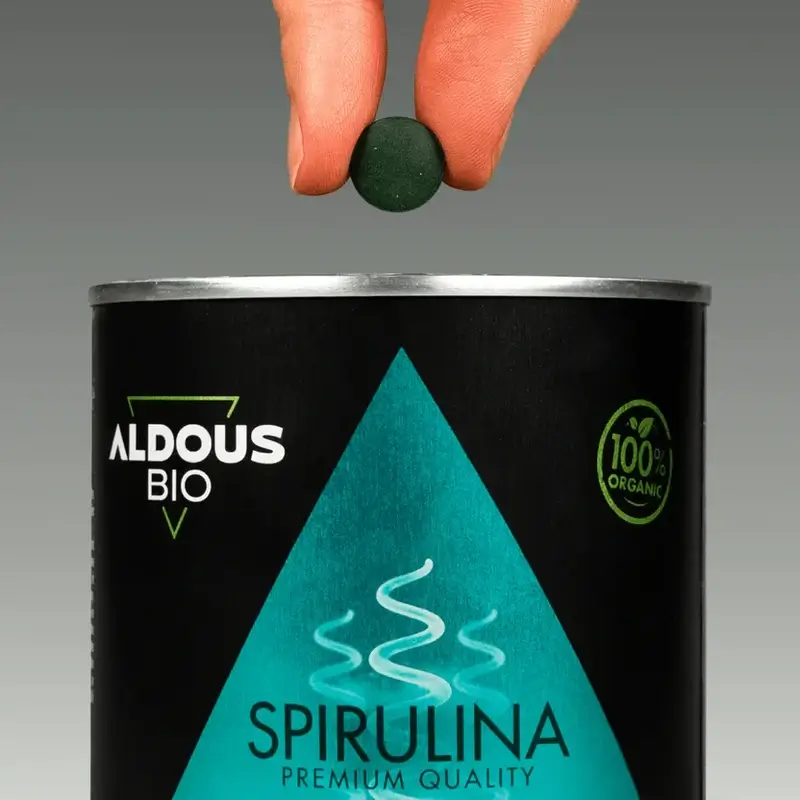 Aldous Bio Premium-luokan luomuspirlulina, 600 kappaletta