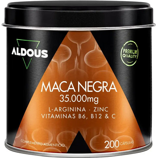Aldous Bio Peruvian Black Maca Complex Arginine, Zinc, Vitamin C, B12 & B6 , 200 capsules