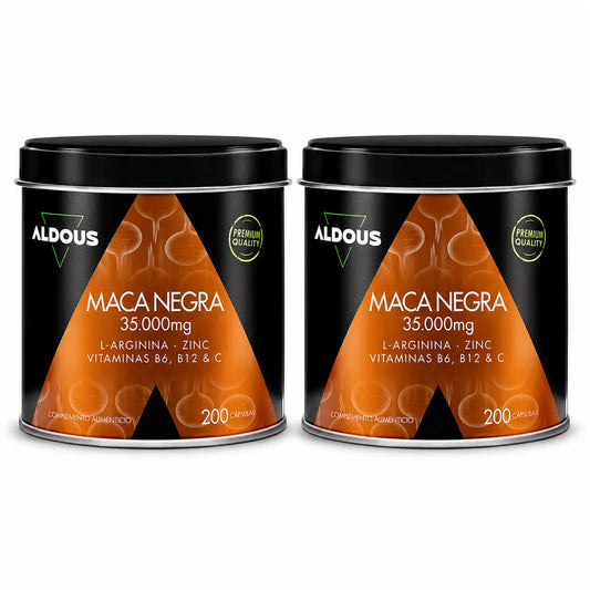 Aldous Bio Perun musta maca -kompleksi: arginiini, sinkki, C-vitamiini, B12- ja B6-vitamiinit, 200 kapselia, 2-pakkaus