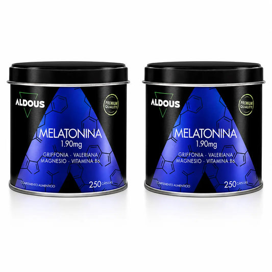 Aldous Labs: Melatoniini, jossa on 5-HTP:tä, magnesiumia, valeriaanaa ja B6-vitamiinia, 2 kpl:n pakkaus
