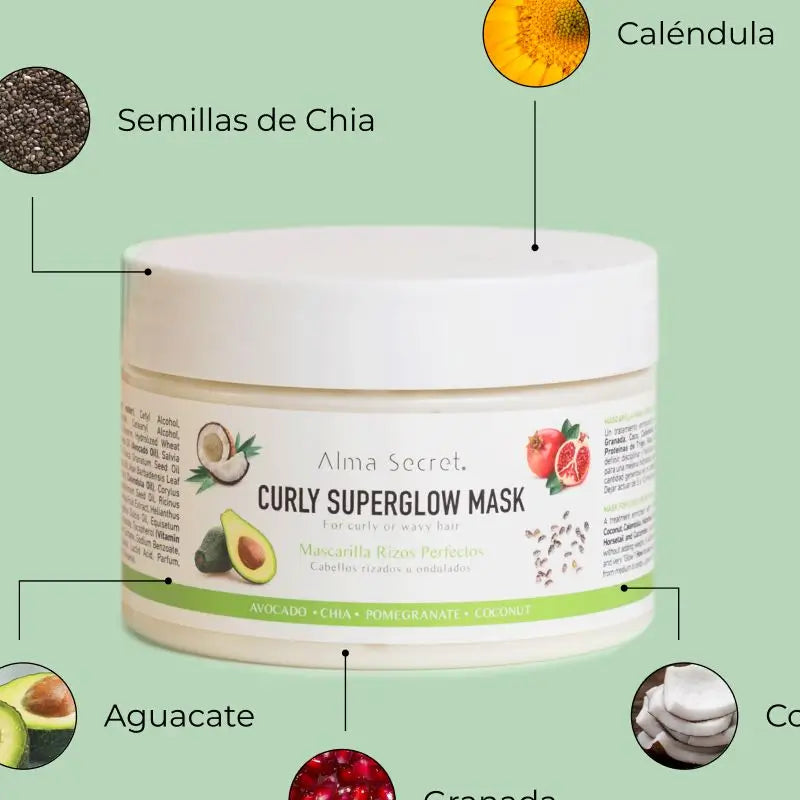 Alma Secret Curly Superglow -naamio (kiharat tai aaltoilevat hiukset)