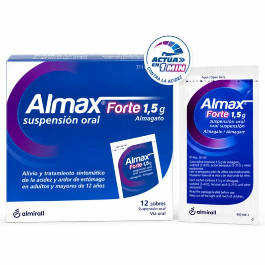 Almax Forte 1,5 g, 12 pussia, suun kautta otettava suspensio