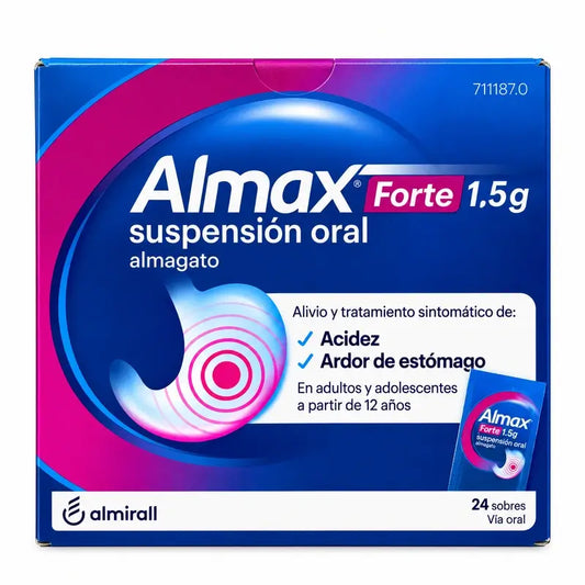 Almax Forte 1,5 g, 24 pussia, suun kautta otettava suspensio