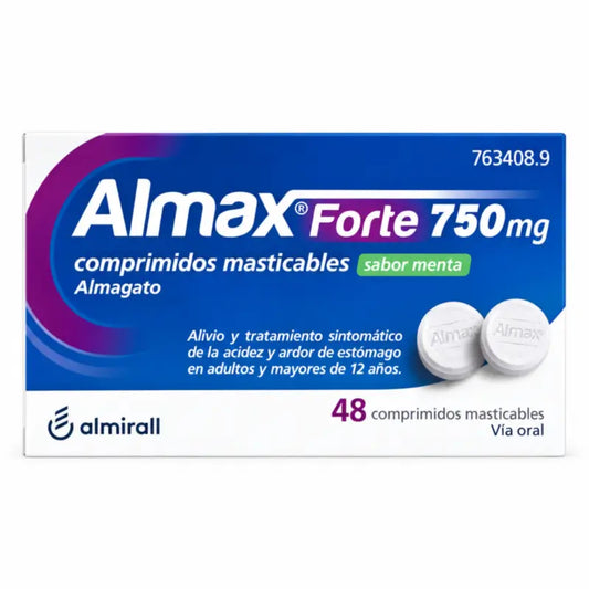 Almax Forte 750 mg, mintunmakuinen, 48 tablettia