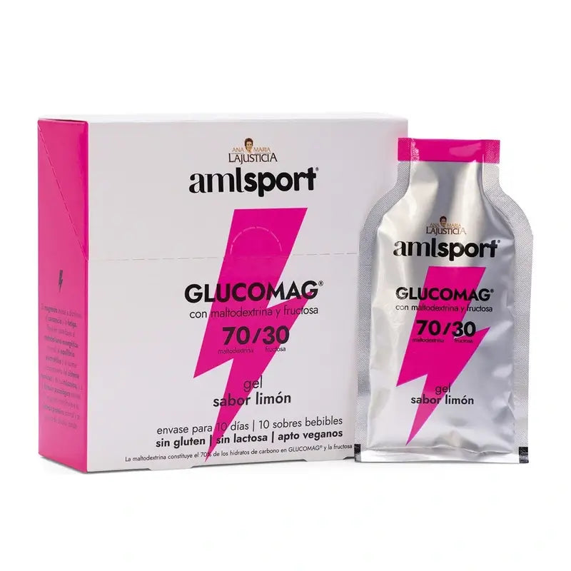 AML SPORT Glucomag 70/30 -geeli, sitruunanmakuinen, 10 pussia à 30 ml 