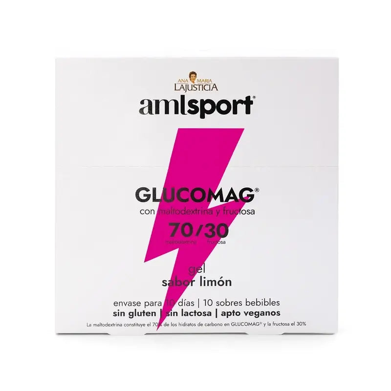 AML SPORT Glucomag 70/30 -geeli, sitruunanmakuinen, 10 pussia à 30 ml 