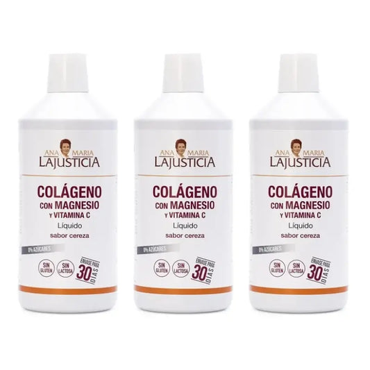 Ana Maria Lajusticia Collagen with Magnesium + Vitamin C cherry flavour, 3x1 L