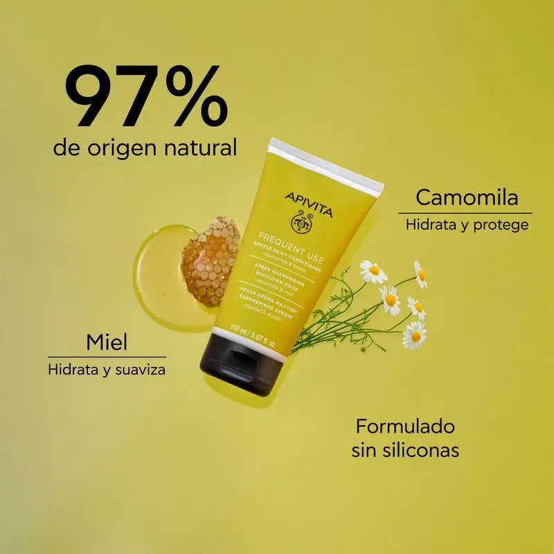 APIVITA Pehmeä päivittäiskäyttöön tarkoitettu hoitoaine, kamomillaa ja hunajaa sisältävä, 150 ml