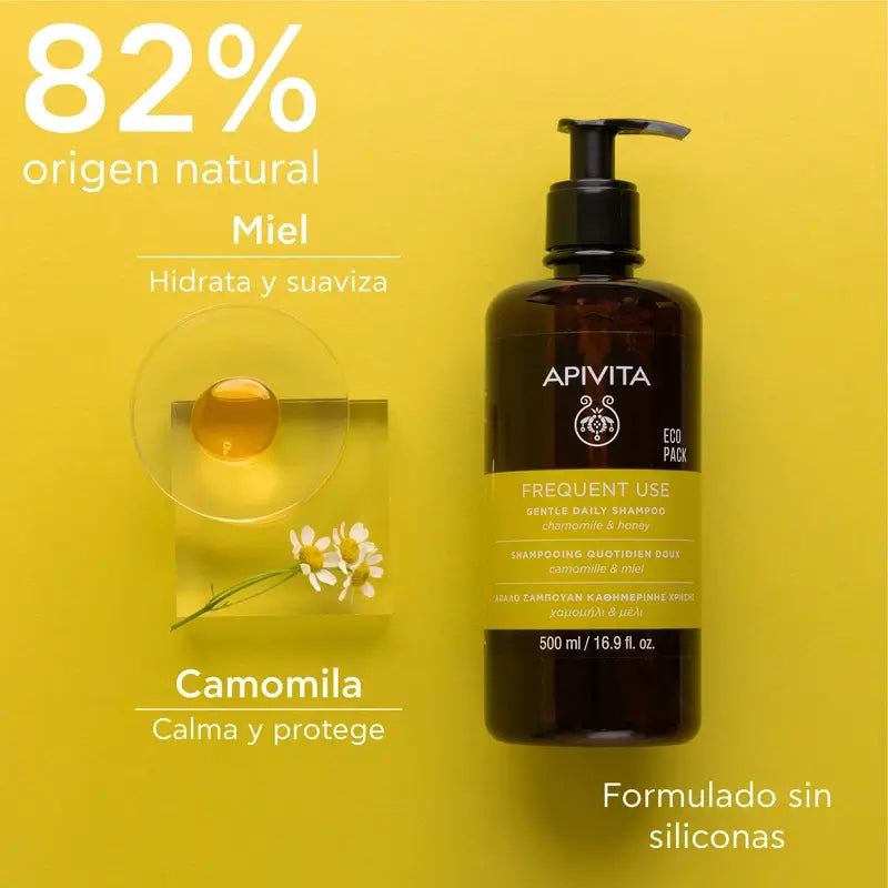 APIVITA Hellävarainen päivittäiskäyttöön tarkoitettu shampoo, 500 ml