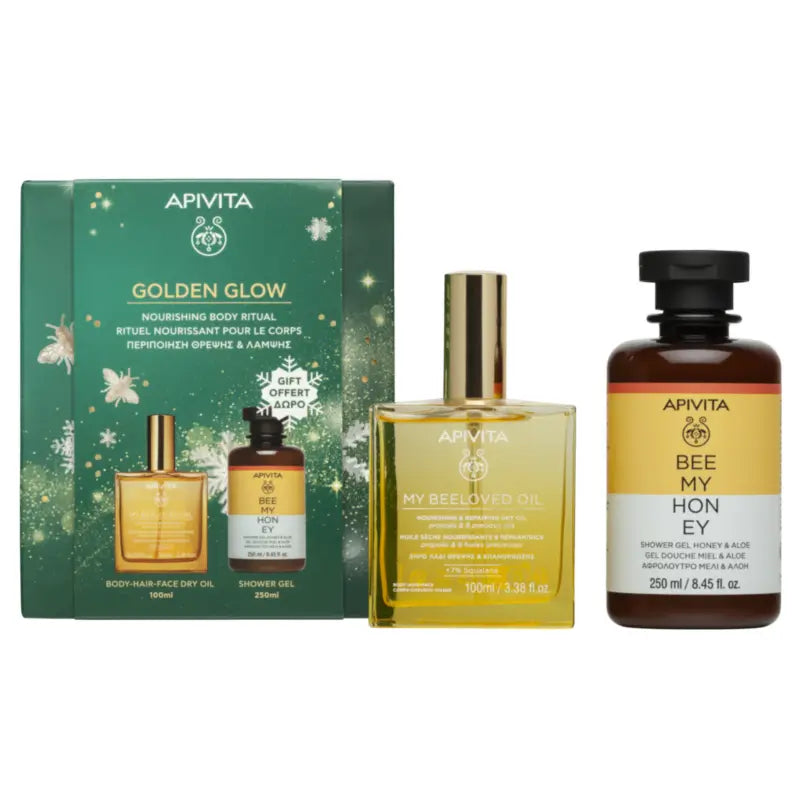 Apivita My Beeloved Oil ja Bee My Honey -lahjapakkaus, 100 + 250 ml