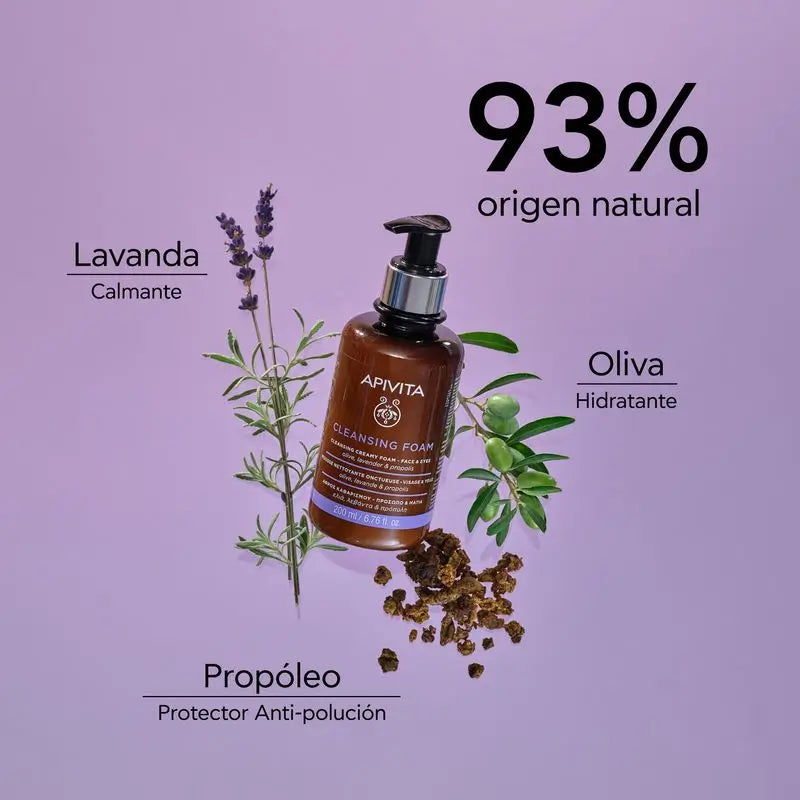 APIVITA Oliivi- ja laventelipohjainen kasvojen puhdistusvaahde 200 ml