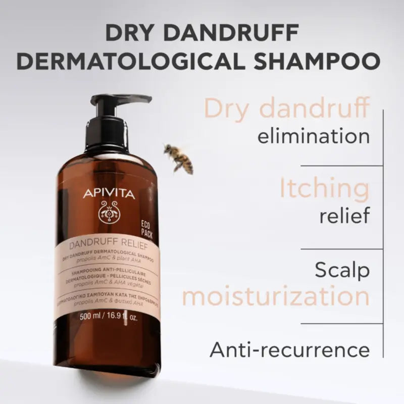 Apivita Ecopack – Dermatologinen shampoo kuivalle hilseelle, 500 ml