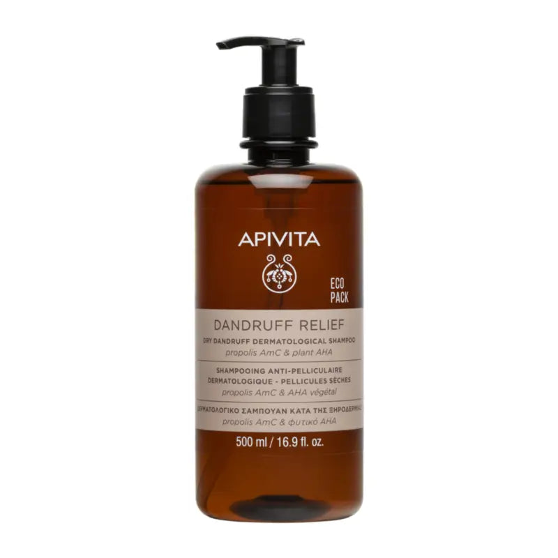 Apivita Ecopack – Dermatologinen shampoo kuivalle hilseelle, 500 ml