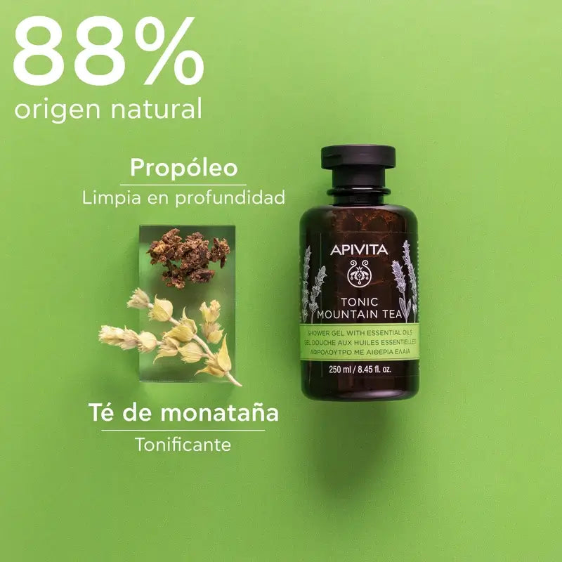 Apivita Mountain Tea -kylpygeeli, jossa on vuoristoteetä, 250 ml
