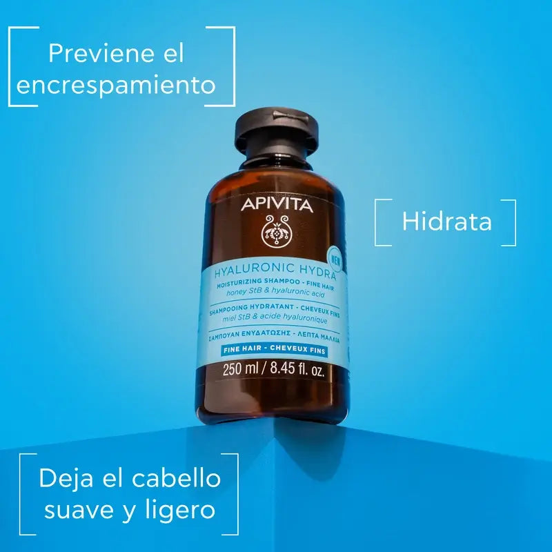 Apivita Hyaluronic Hydra -kosteuttava shampoo ohuille hiuksille, 250 ml