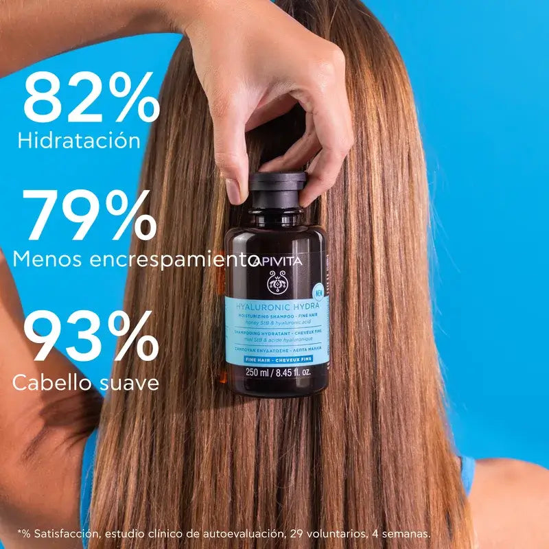 Apivita Hyaluronic Hydra -kosteuttava shampoo ohuille hiuksille, 250 ml