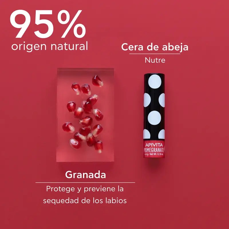 APIVITA Värillinen huulivoide, granaattiomena, 4,4 g