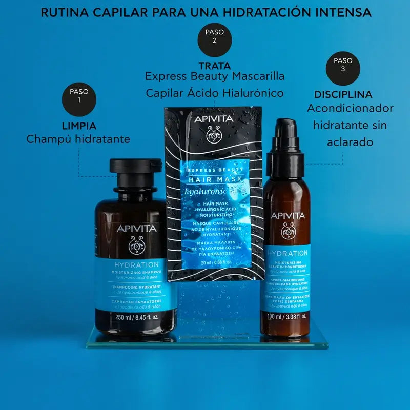 APIVITA Kosteuttava hiusnaamio kaikille hiustyypeille, hyaluronihappoa ja aloea sisältävä, 20 ml