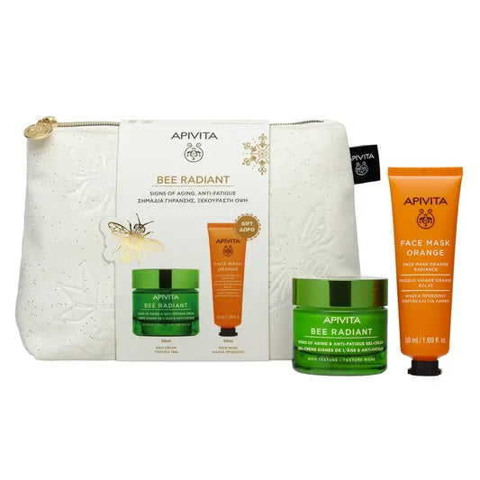 Apivita Promo Bee Radiant -geelivoide ikääntymisen merkkejä ja väsymystä vastaan, 50 ml + appelsiini-kasvonaamio, 50 ml 