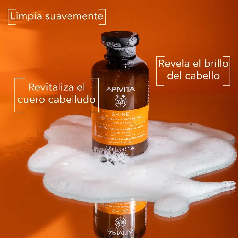 APIVITA Kiiltoa ja elinvoimaa antava shampoo, appelsiini ja hunaja, 250 ml