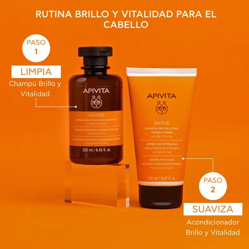 APIVITA Kiiltoa ja elinvoimaa antava shampoo, appelsiini ja hunaja, 250 ml