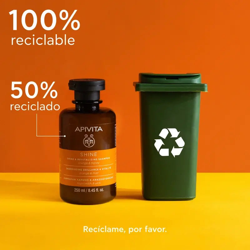 APIVITA Kiiltoa ja elinvoimaa antava shampoo, appelsiini ja hunaja, 250 ml