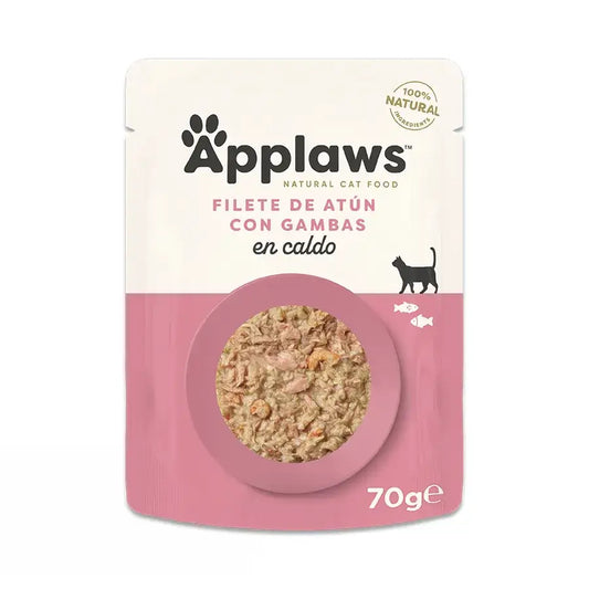 Applaws Cat -tonnikalaa ja Tyynenmeren katkarapuja sisältävä pussi, 12 x 70 g