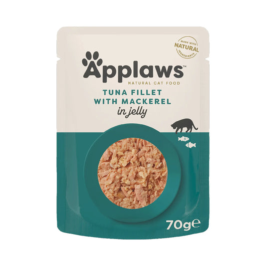 Applaws Cat -tonnikala- ja makrillifileetä sisältävä hyytelö, 16 x 70 g