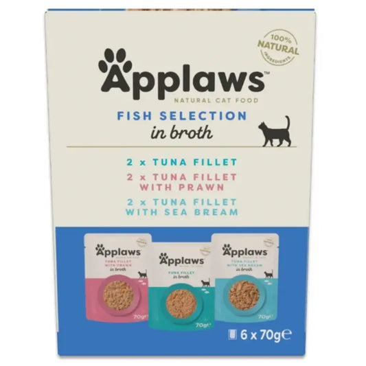 Applaws Cat -valikoima: kala-liemi-sekoitus, 6 x 70 g