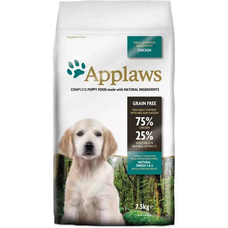 Applaws Dog Dry Puppy -kuivaruoka pienille ja keskikokoisille koiraroduille, kana, 7,5 kg