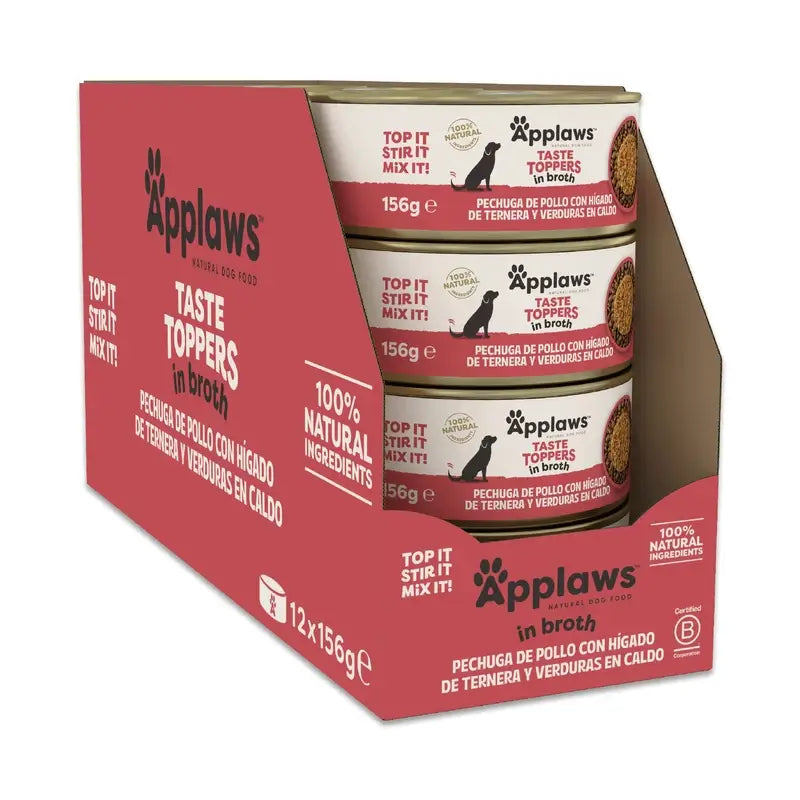 Applaws Dog Toper-tölkki, kanaa, Higa Tern Verd -liemi, 12 x 156 g