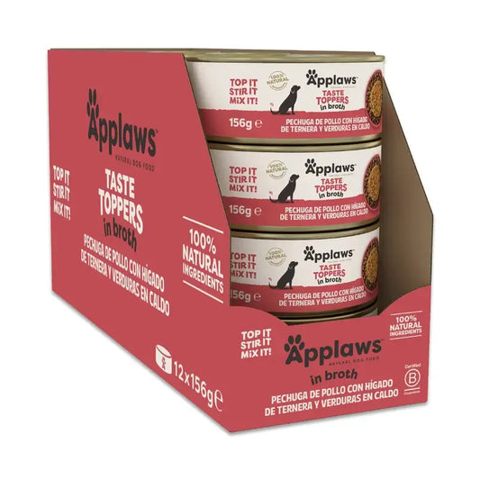 Applaws Dog Toper-tölkki, kanaa, Higa Tern Verd -liemi, 12 x 156 g