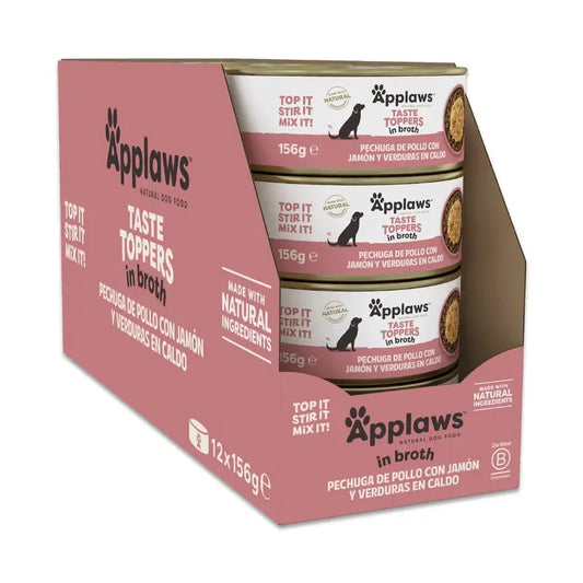 Applaws Dog -tölkkilisä: kanaa, kinkkua, vihanneksia ja liemiä, 12 x 156 g