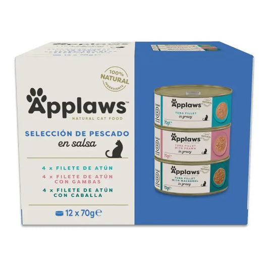 Applaws Cat -kalavalikoima kastikkeella, monipakkaus, 12 x 70 g