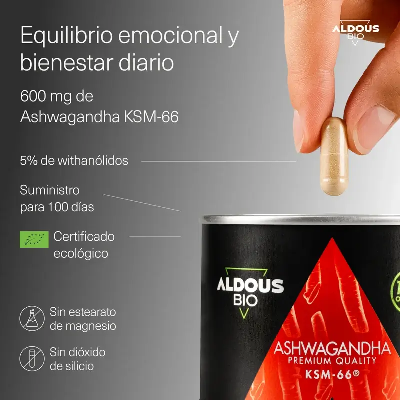 Aldous Ashwagandha Ksm-66, luomutuote, 600 mg