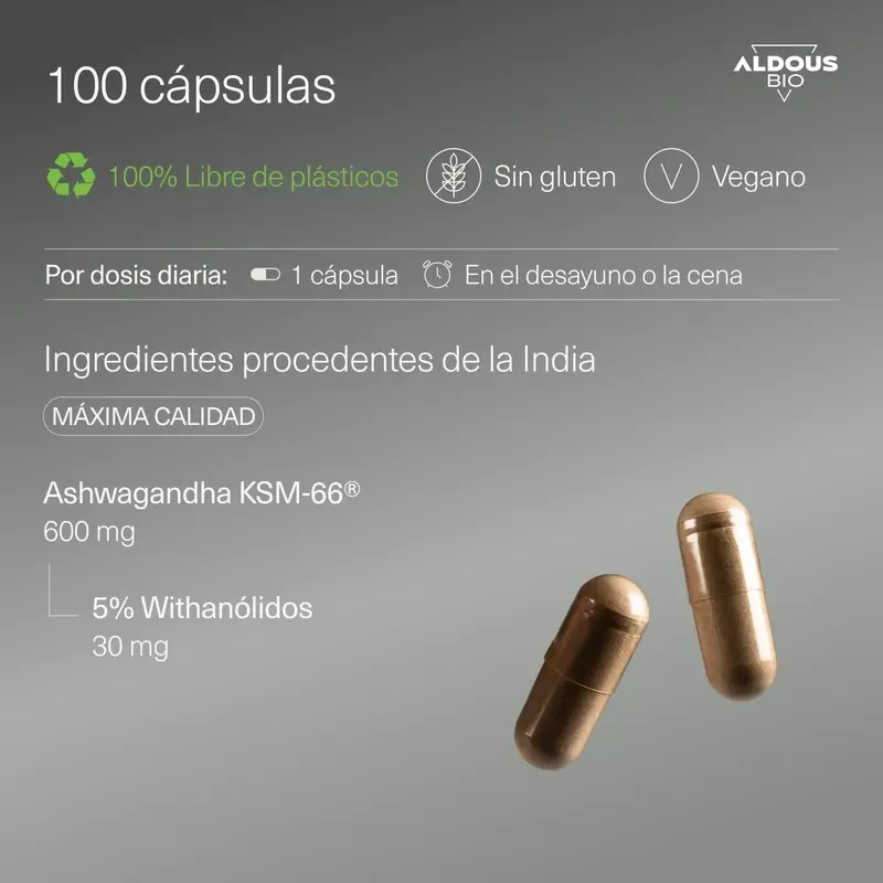 Aldous Ashwagandha Ksm-66, luomutuote, 600 mg