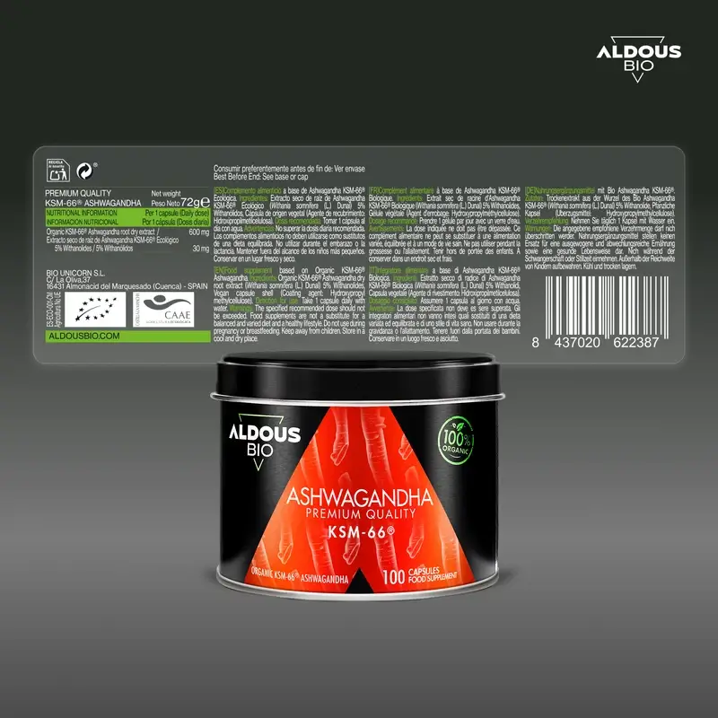 Aldous Ashwagandha Ksm-66, luomutuote, 600 mg