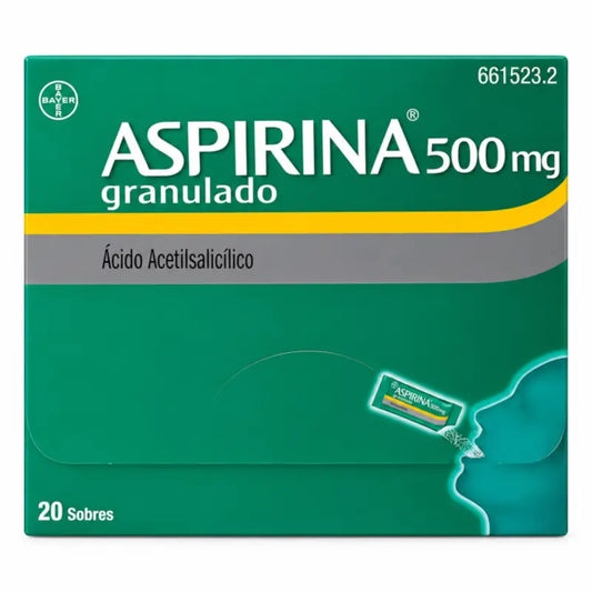Aspiriini 500 mg, suun kautta otettavat rakeet, 20 pussia