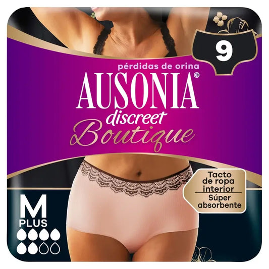 Ausonia Discreet Boutique Incontinence Briefs Beige Plus Size M, 9 Briefs