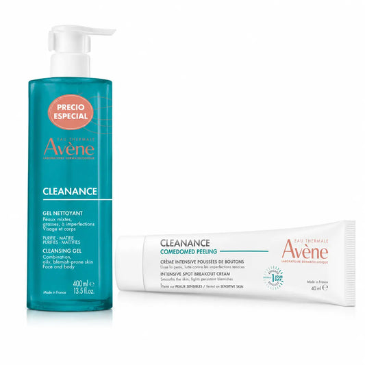 Avene Cleanance -puhdistusgeeli + Comedomed-kuorintavoide, 2 kpl:n pakkaus