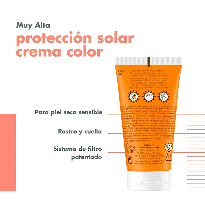 Avène Aurinkovoide herkälle iholle SPF 50+, sävytetty, 50 ml